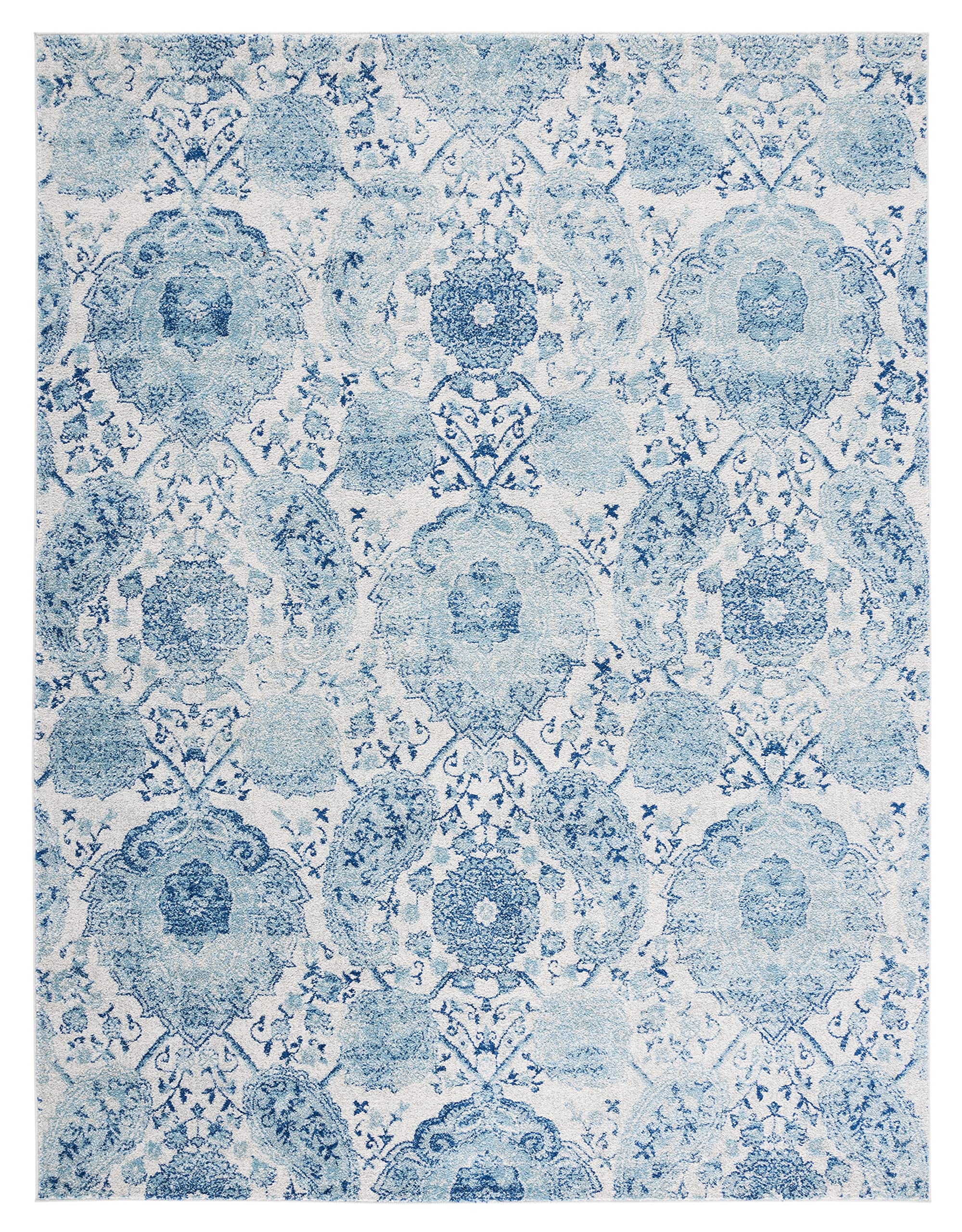 Safavieh Madison Collection X-Large Area Rug - 12' X 15', Cream & Turquoise, Boho Chic Glam Paisley Design, Non-Shedding & Easy