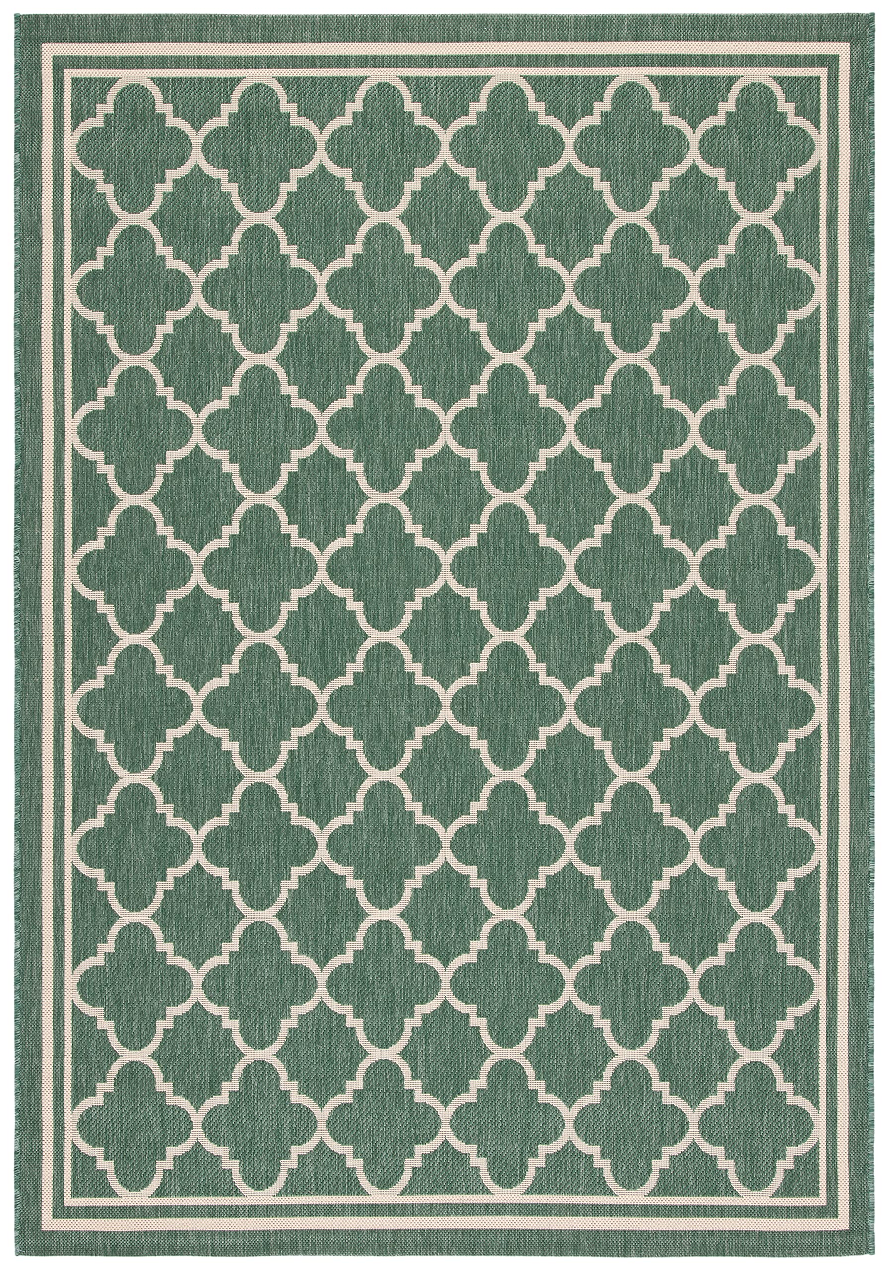 Safavieh Courtyard Collection 6'7' X 9'6' Dark Green/Beige Cy6918 Trellis Indoor/ Outside Waterproof Easy Cleansingpatio Backyard Mudroom Area Mat