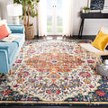SAFAVIEH Madison Collection 3 Square Ivory / Orange MAD447A Boho Chic Medallion Distressed Non-Shedding Living Room Bedroom Acc