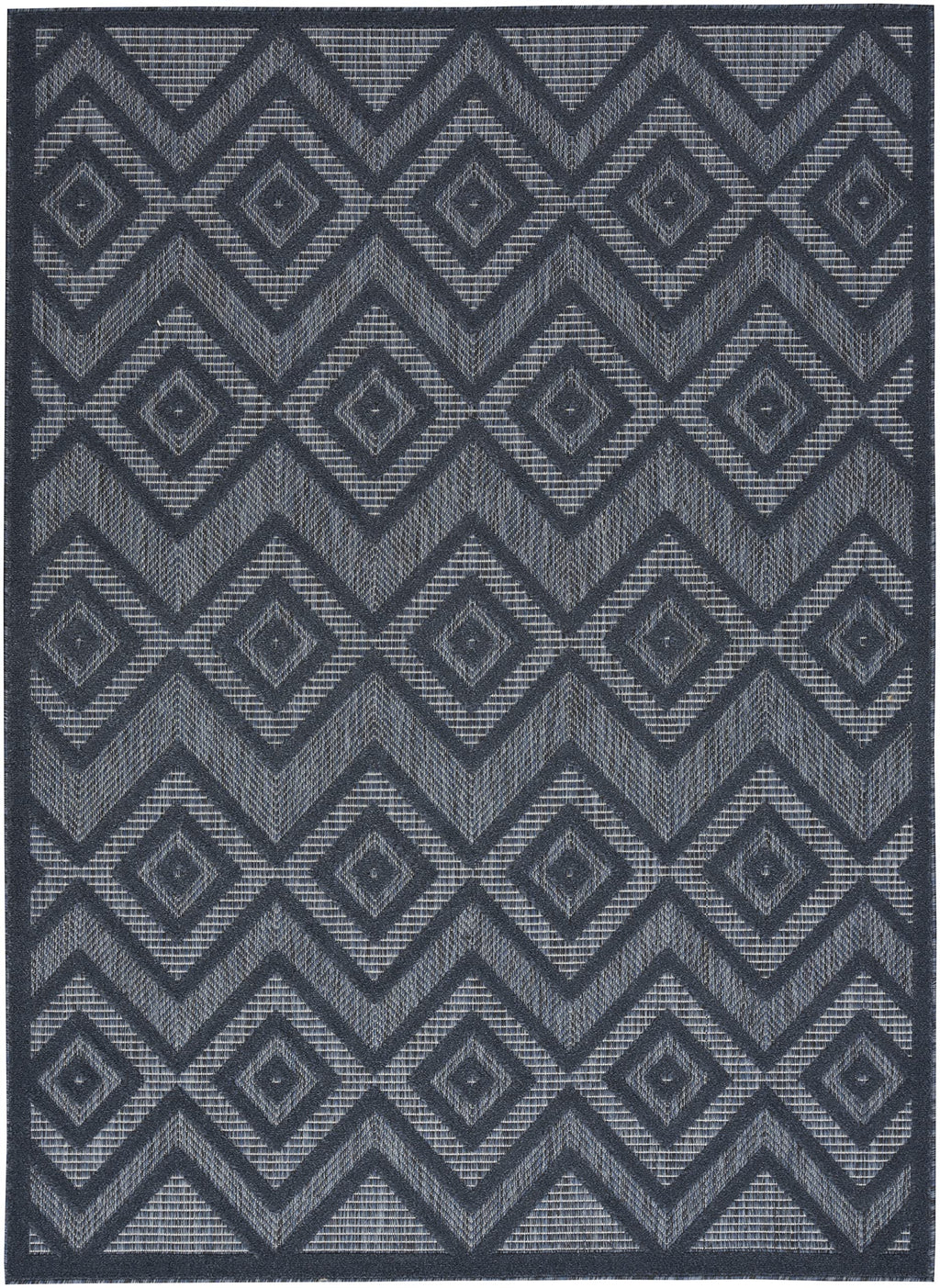 Nourison Versatile Indoor/Outdoor Navy Blue 4' X 6' Area Rug, Easy Cleaning, Non Shedding, Bed Room, Living Room, Dining Room, Deck, Backyard, Patio, High Traffic Area (4X6)
