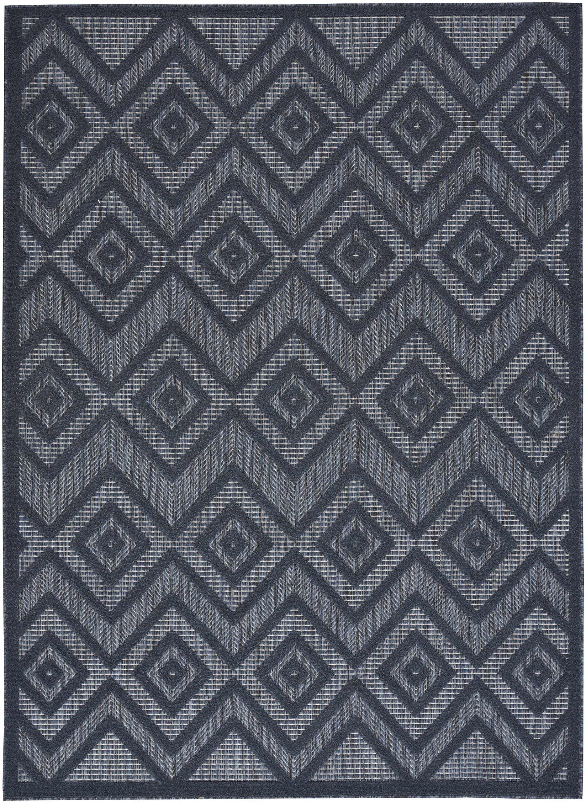 Nourison Versatile Indoor/Outdoor Navy Blue 4' X 6' Area Rug, Easy Cleaning, Non Shedding, Bed Room, Living Room, Dining Room, Deck, Backyard, Patio, High Traffic Area (4X6)