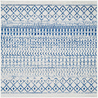 Livabliss Chester Boho Moroccan Area Rug, 7'10'' Square, Cream/Royal Blue