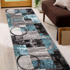 Rugshop Contemporary Abstract Circle Design Soft Area Rug 2' X 10' Gray