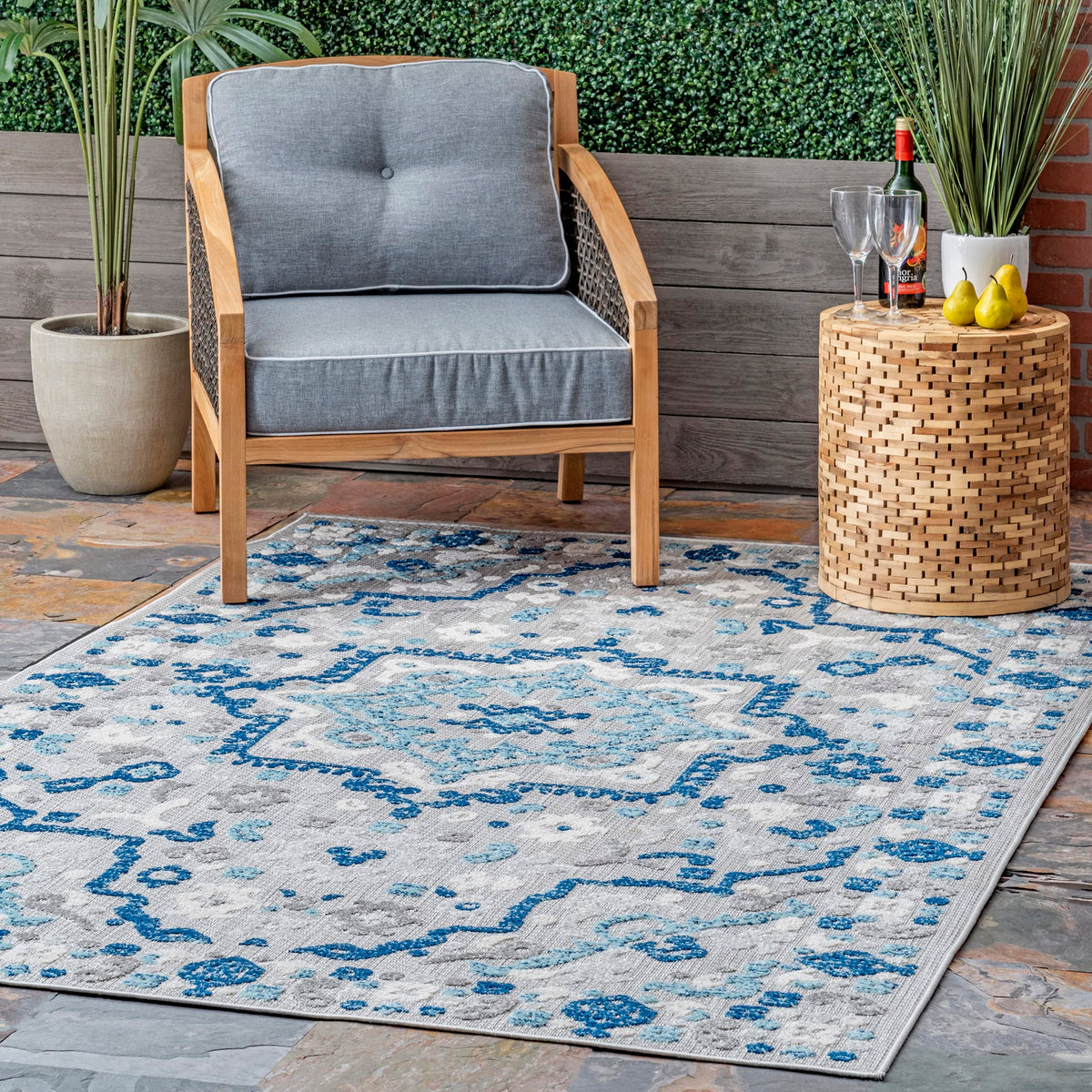 Nuloom Indoor/Outdoor Contemporary Celestial Accent Rug, 2X3, Blue