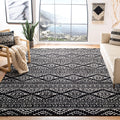 SAFAVIEH Tulum Collection 67 Square Black/Ivory TUL272Z Moroccan Boho Tribal Non-Shedding Living Room Bedroom Dining Home Offic