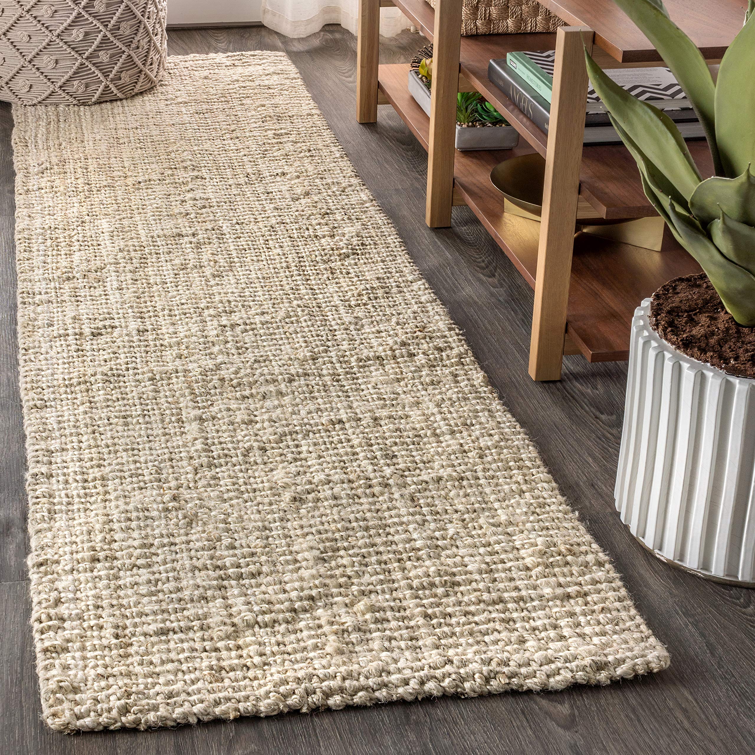 JONATHAN Y NRF102B-220 Pata Hand Woven Chunky Jute Light Ivory 2 ft. x 20 ft. Runner Rug, Bohemian, Transitional, Rustic for Hom