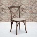 Flash Furniture Hercules Series Stackable Early American Wood Cross Back Chair With Cushion