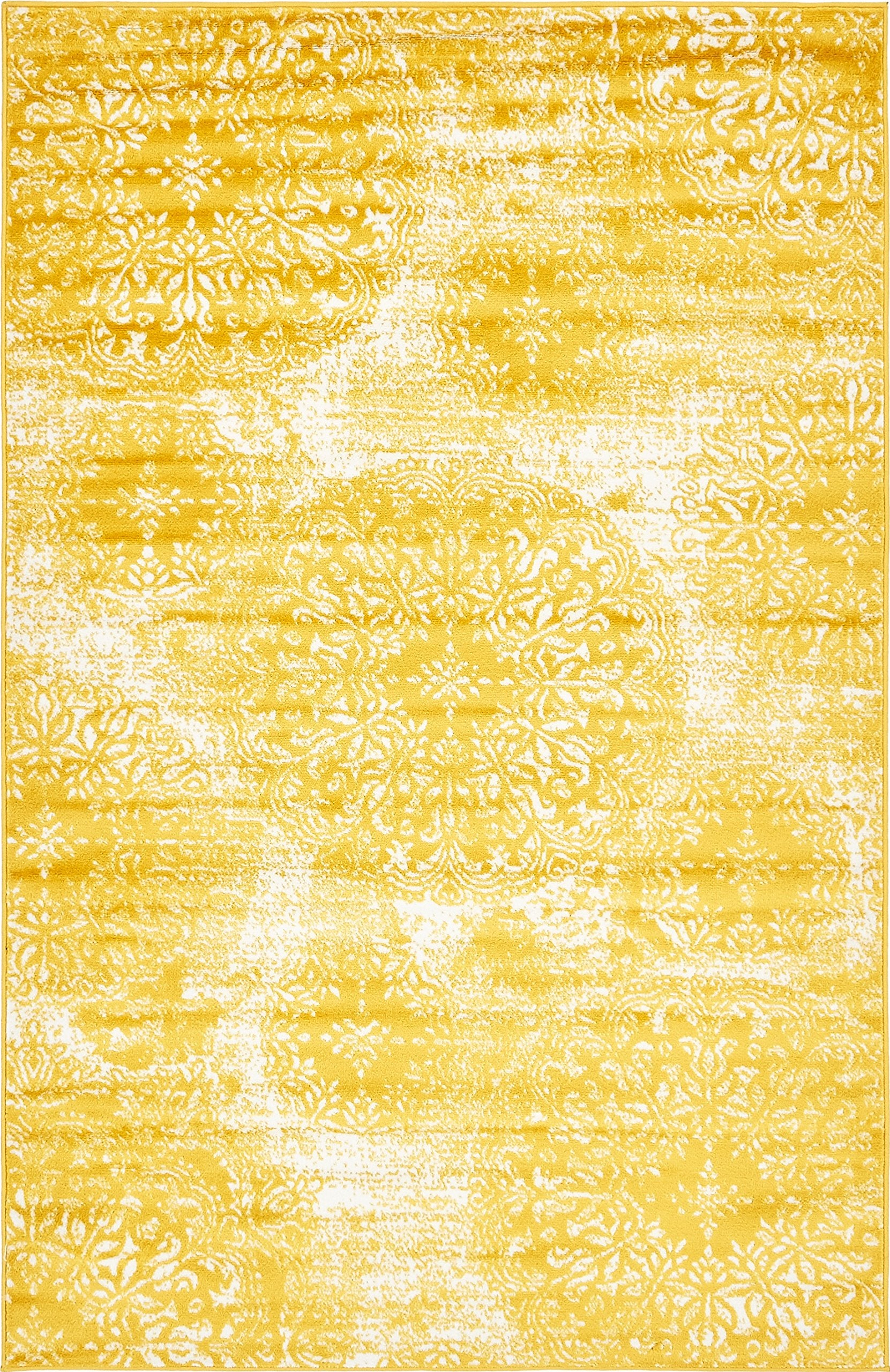 Unique Loom Sofia Collection Area Rug - Grand (5 3 x 8 Rectangle, Yellow/ Ivory)