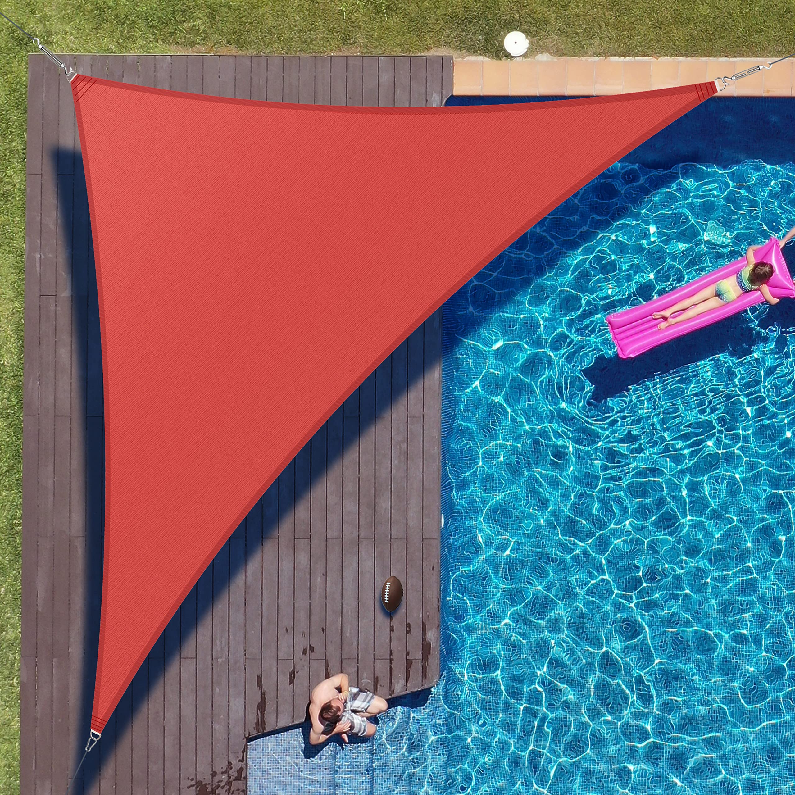 Colourtree 20' X 20' X 28.3' Red Right Triangle Ctaprt20 Sun Shade Sail Canopy Mesh Fabric Uv Block Upf50 - Commercial Heavy Dut