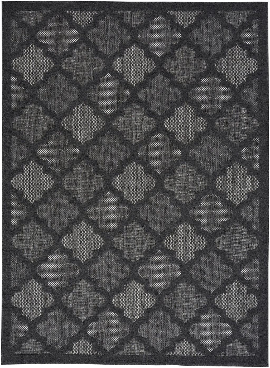 Nourison Easy Care Moroccan Charcoal/Black 5' X 7' Area Rug, Trellis, Easy Cleaning, Non Shedding, Bed Room, Living Room, Dining Room, Backyard, Deck, Patio (5X7)