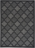 Nourison Easy Care Moroccan Charcoal/Black 5' X 7' Area Rug, Trellis, Easy Cleaning, Non Shedding, Bed Room, Living Room, Dining Room, Backyard, Deck, Patio (5X7)
