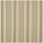 Safavieh Courtyard Collection Area Rug - 5'3'' Square, Beige & Sweet Pea, Stripe Design, Non-Shedding & Easy Care, Indoor/Outdoo