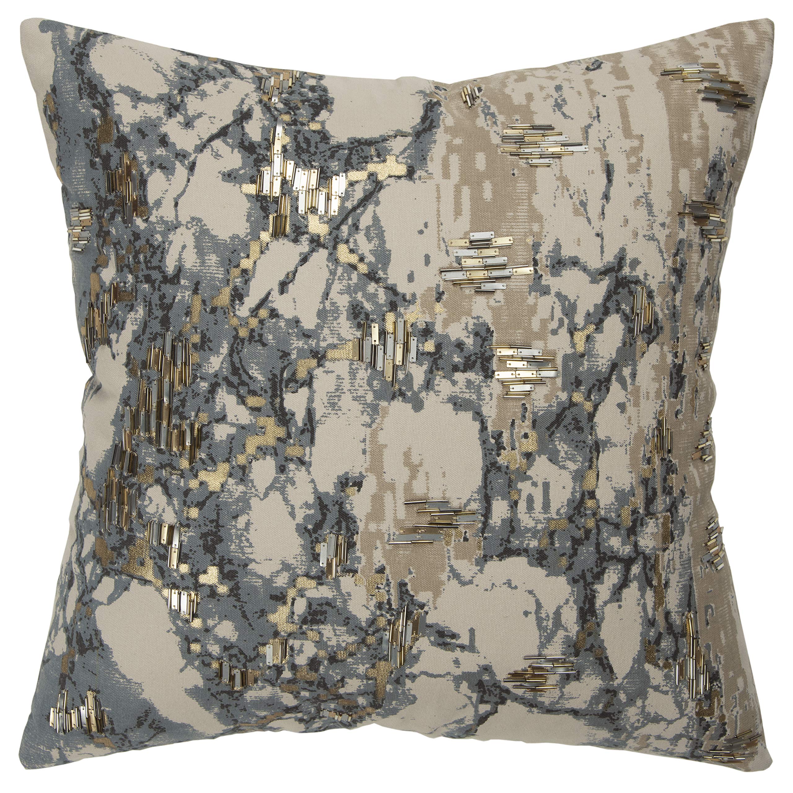 Rizzy Home Abstract 20" x 20" Down Pillow with Cotton Canvas Cover-Natural