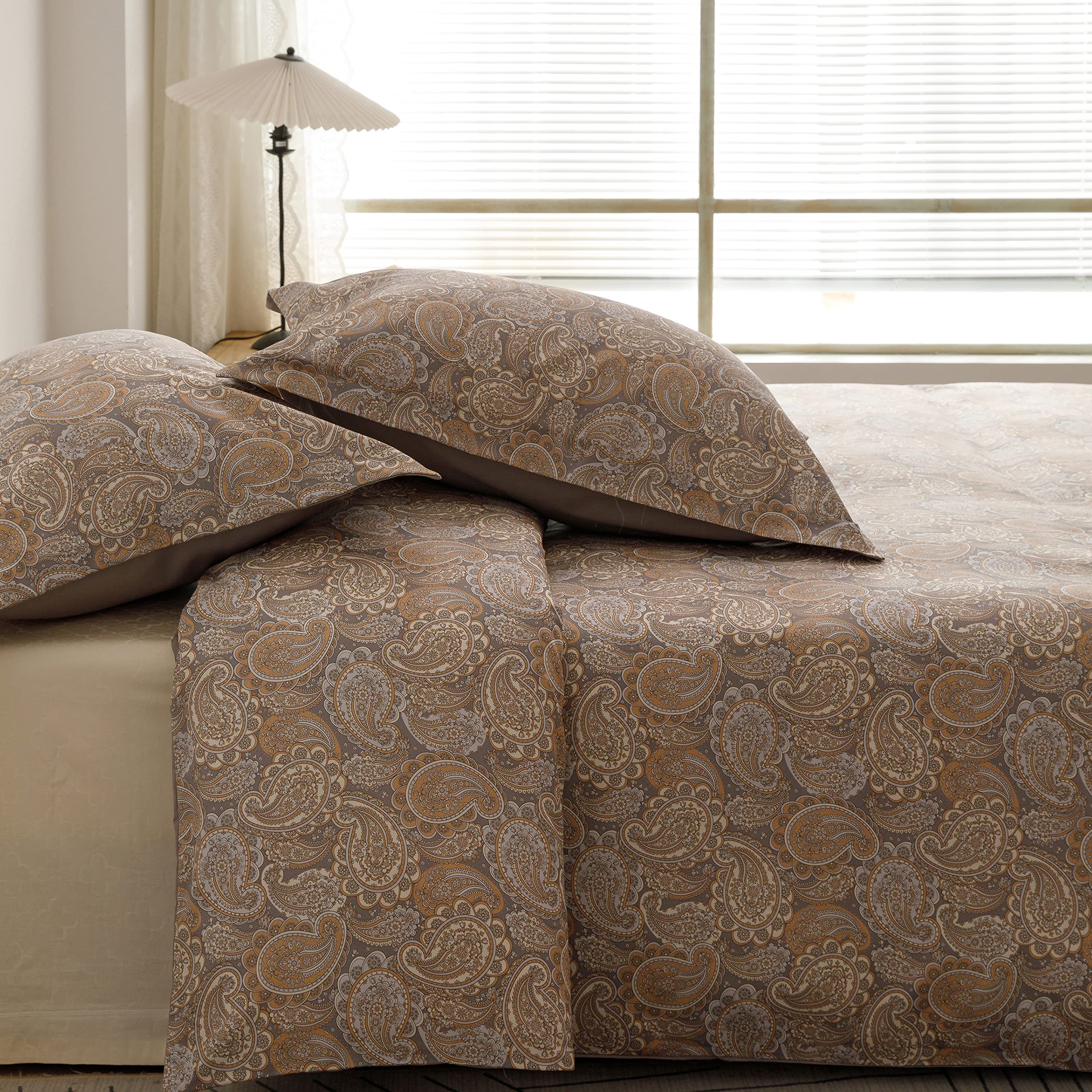 Heimenaogo Egyptian Cotton Duvet Cover Set - Luxurious California King Size With Silky Soft Sateen Weave, Boho Style, Zipper Clo