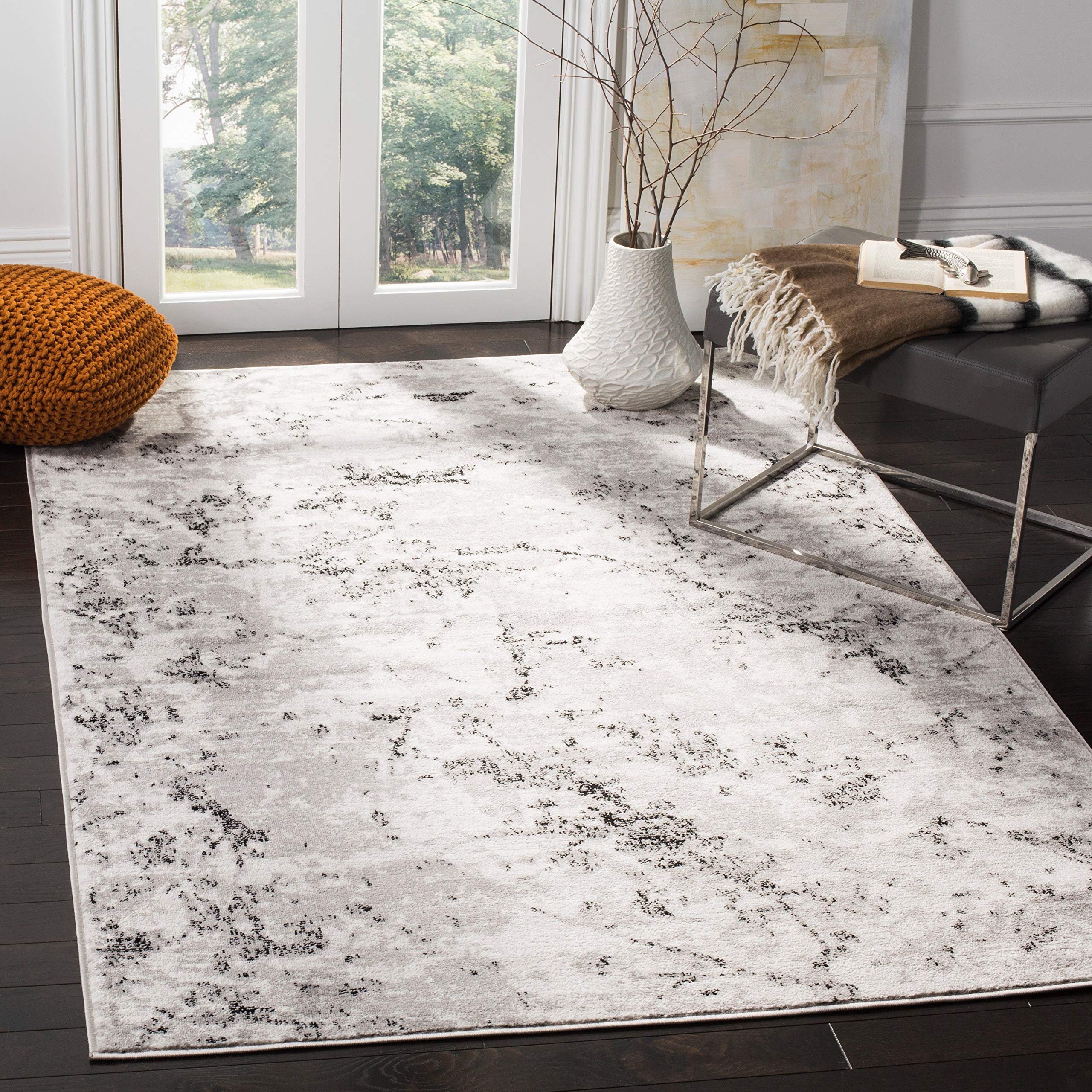 SAFAVIEH Skyler Collection Area Rug - 9 x 12, Grey & Ivory, Modern Abstract Design, Non-Shedding & Easy Care, Ideal for High T