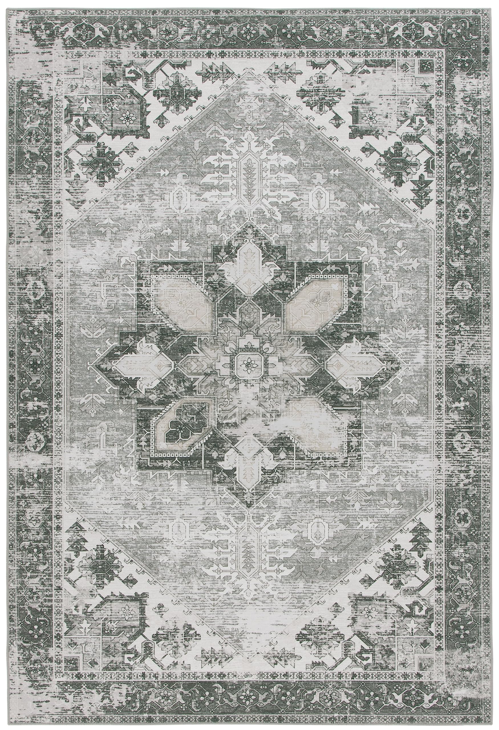 SAFAVIEH Tucson Collection Accent Rug - 3 x 5, Dark Sage & Ivory, Persian Design, Non-Shedding Machine Washable & Slip Resista
