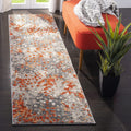 SAFAVIEH Monaco Collection Runner Rug - 22 x 16, Grey & Orange, Boho Chic Abstract Watercolor Design, Non-Shedding & Easy Care
