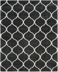 Safavieh Hudson Shag Collection Area Rug - 8 Square, Dark Grey & Ivory, Trellis Ogee Design, 2-inch Thick, Ideal for The Living