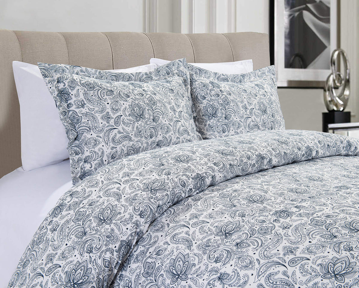 Elegant Comfort Luxury 3-Piece Reversible Duvet Cover Set - 1500 Premium Hotel Quality Microfiber Paisley Pattern - Comforter Co