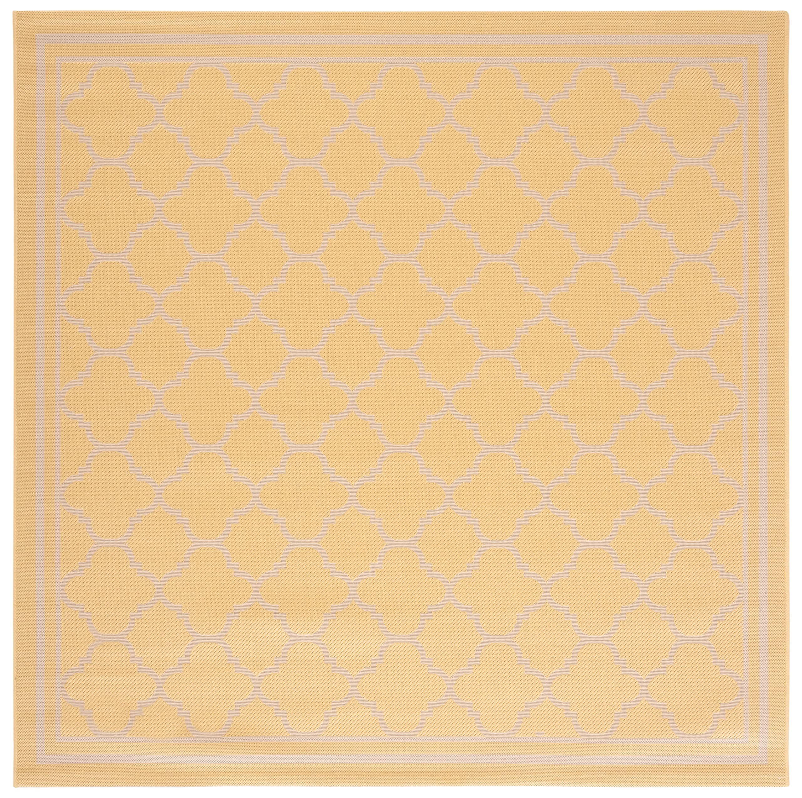 Safavieh Courtyard Collection 6'7' Square Gold/Beige Cy6918 Trellis Indoor/ Outside Waterproof Easy Cleansingpatio Backyard Mudroom Area Mat
