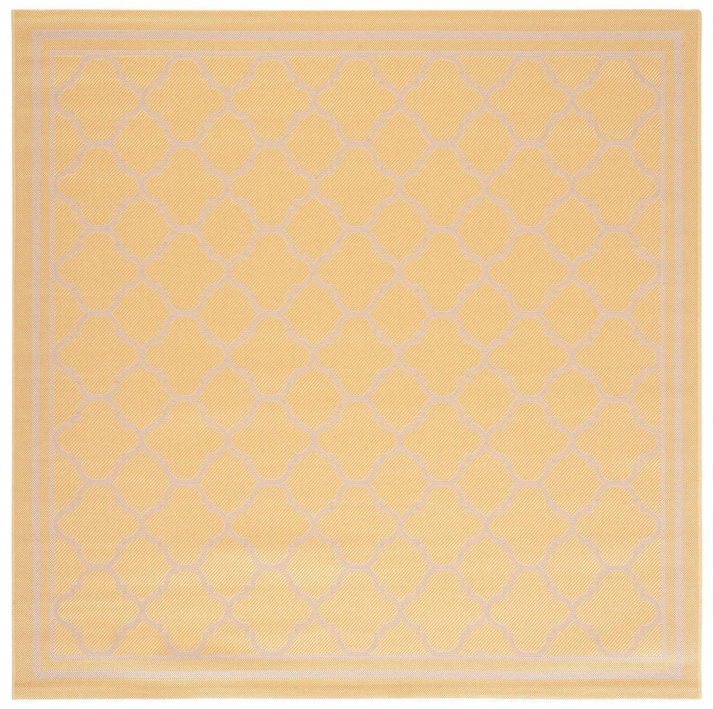 Safavieh Courtyard Collection 6'7' Square Gold/Beige Cy6918 Trellis Indoor/ Outside Waterproof Easy Cleansingpatio Backyard Mudroom Area Mat