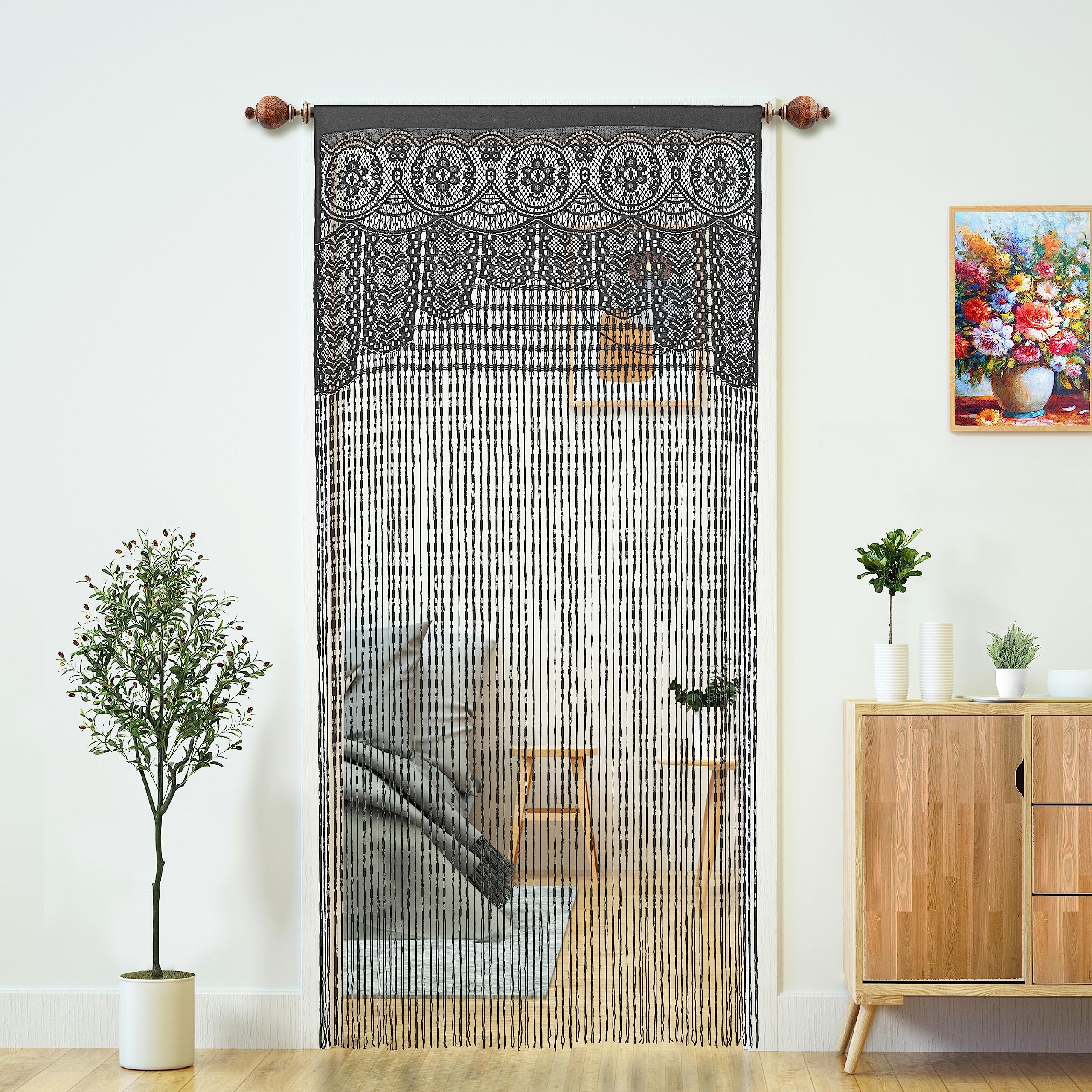 2 Pcs Macrame Lace Door String Curtain for Doorways,Room Divider Doorway Hippie Window Panel Room Divider Wall Closet Curtains f