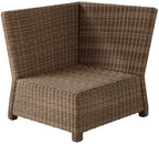 Crosley Furniture Bradenton Corner Outdoor Sectional Chair, Wicker Patio Chairs for Porch, Deck, Backyard, Brown with Sangria Cushions