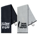 R HORSE 2Pcs Golf Towels for Men Dad Grandpa Funny Microfiber Embroidered Golf Towel with Clip Fathers Day Birthday Gift for Fat