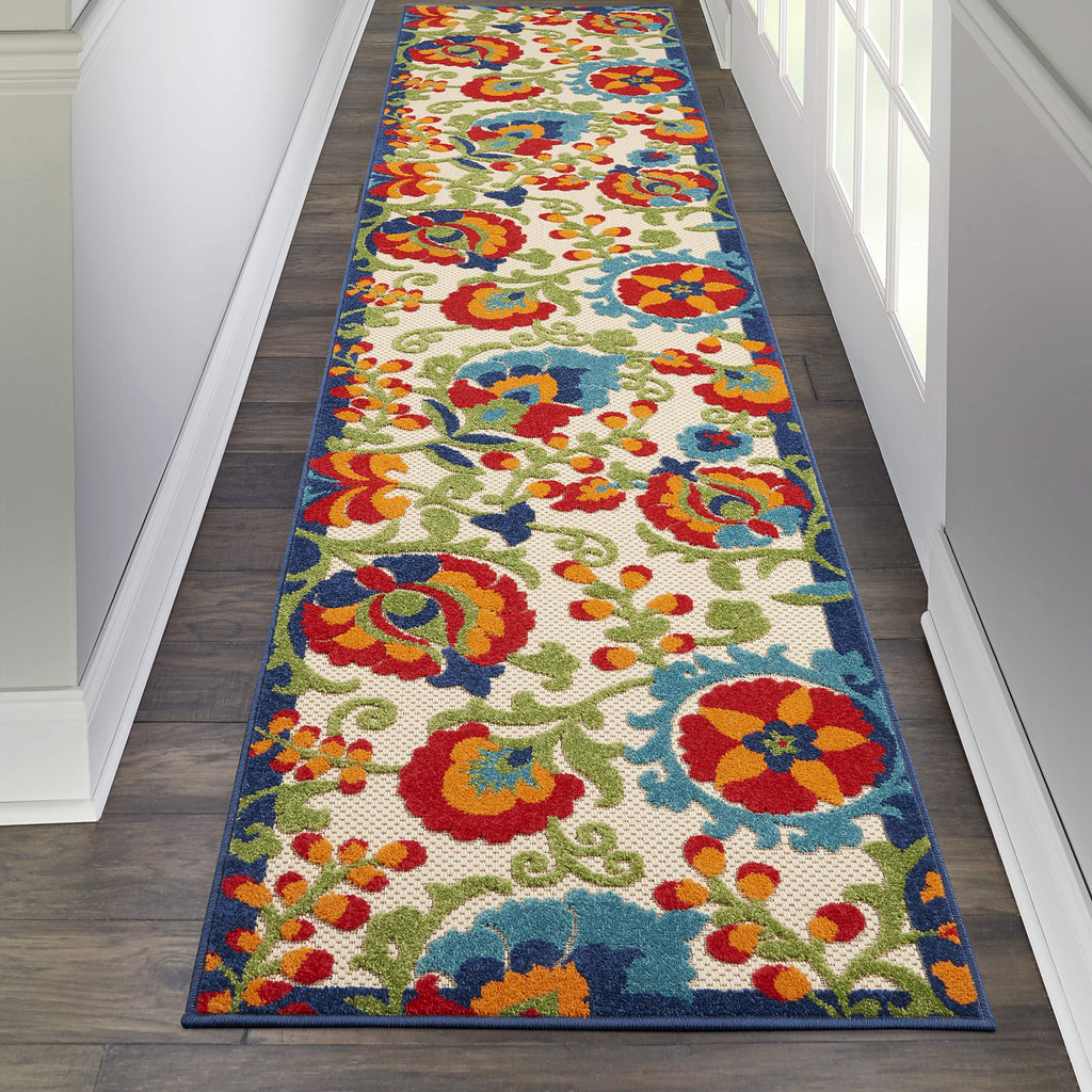 Nourison Aloha Indoor/Outdoor Multicolor 2'3' X 12' Area Rug, Easy Cleaning, Non Shedding, Bed Room, Living Room, Dining Room, Backyard, Deck, Patio (2X12)