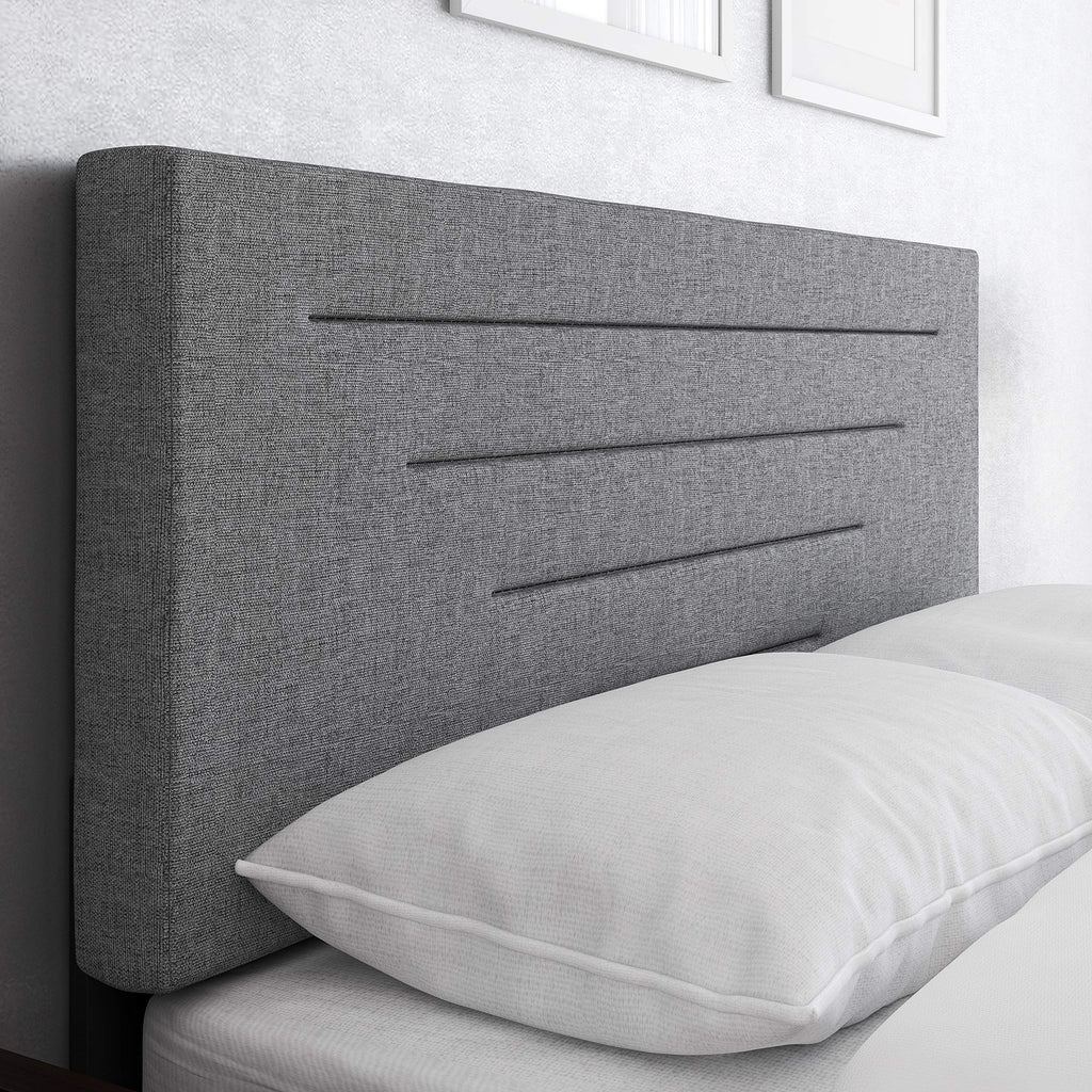 Boyd Sleep Cordoba Upholstered Platform Bed with Headboard and Durable Mattress Foundation with Strong Wood Slat Supports, Box Spring Required: Full, Gray