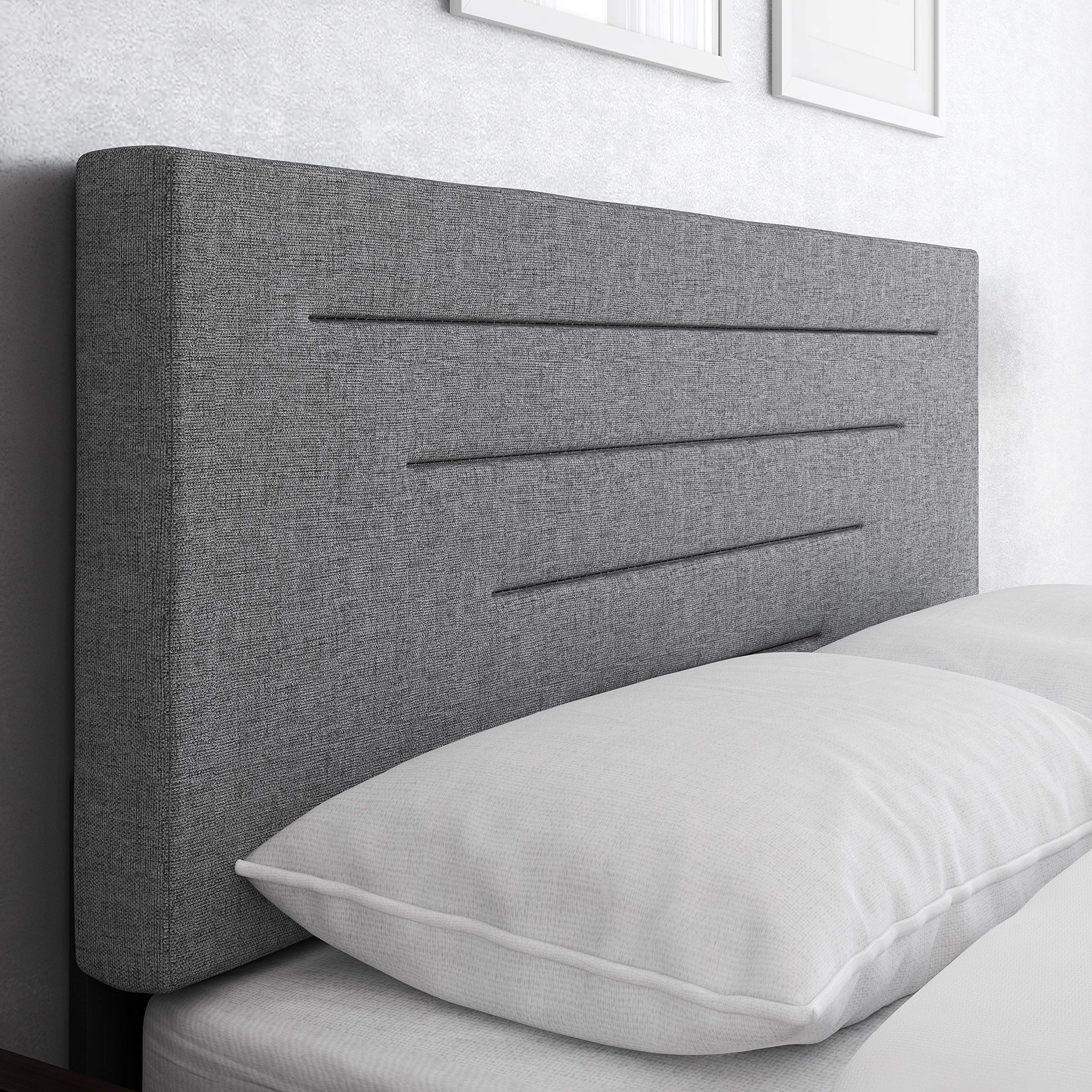 Boyd Sleep Cordoba Upholstered Platform Bed with Headboard and Durable Mattress Foundation with Strong Wood Slat Supports, Box Spring Required: Full, Gray