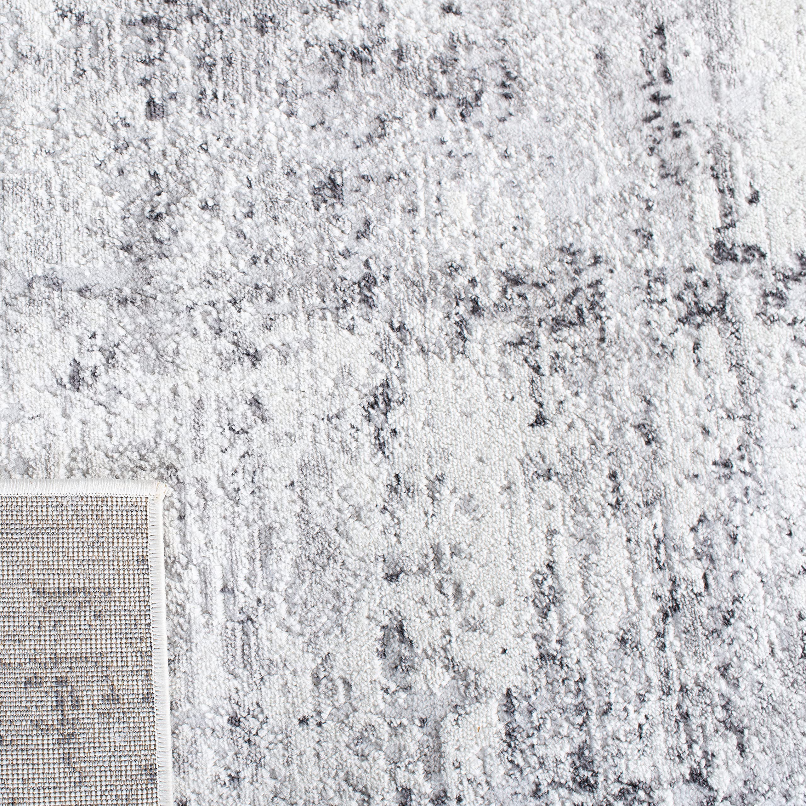 Safavieh Amelia Collection Area Rug - 3' Round, Ivory & Grey, Modern Abstract Design, Non-Shedding & Easy Care, Ideal For High T