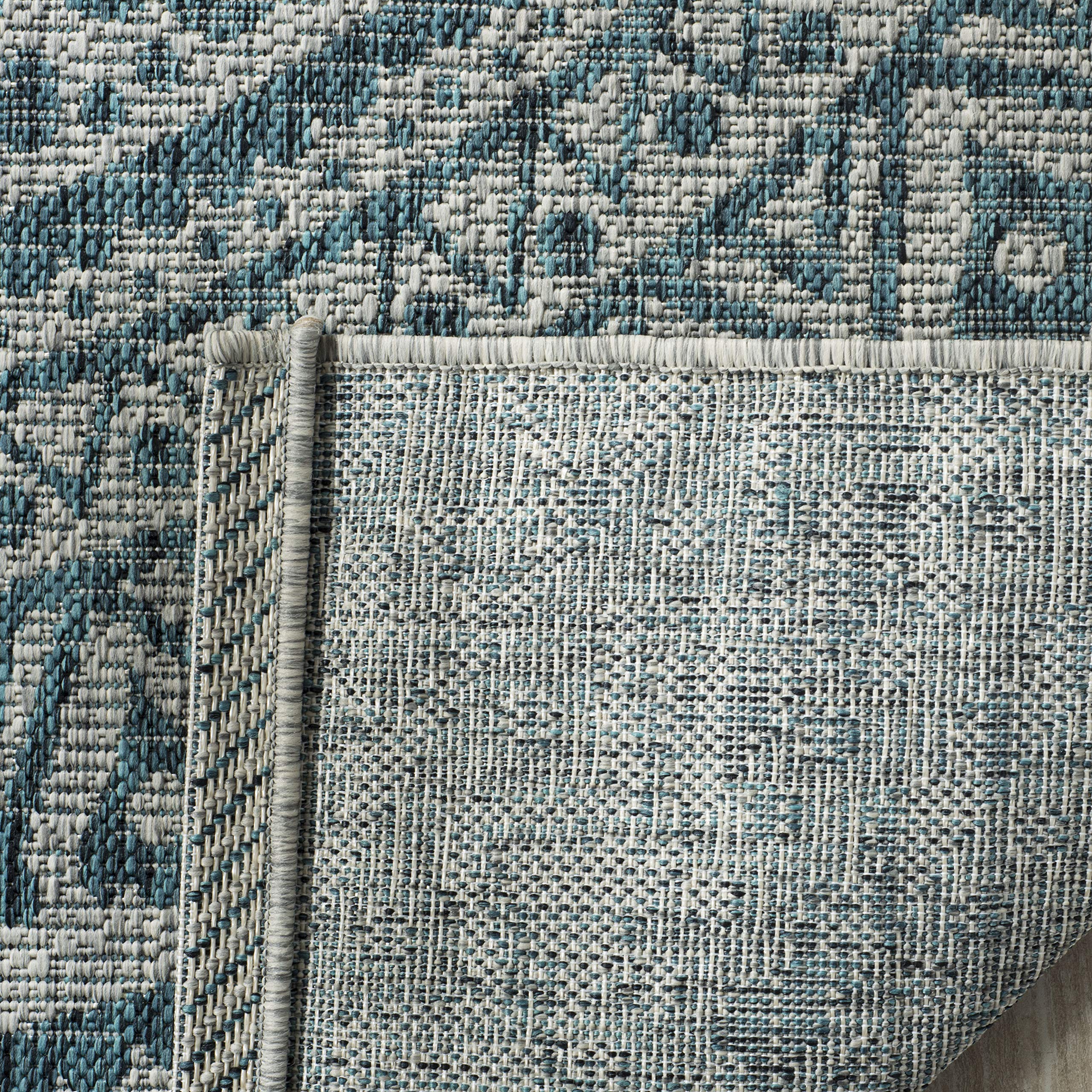 Safavieh Courtyard Collection 2'3' X 14' Light Grey/Teal Cy8734 Indoor/ Outdoor Waterproof Easy Cleaning Patio Backyard Mudroom Runner Rug