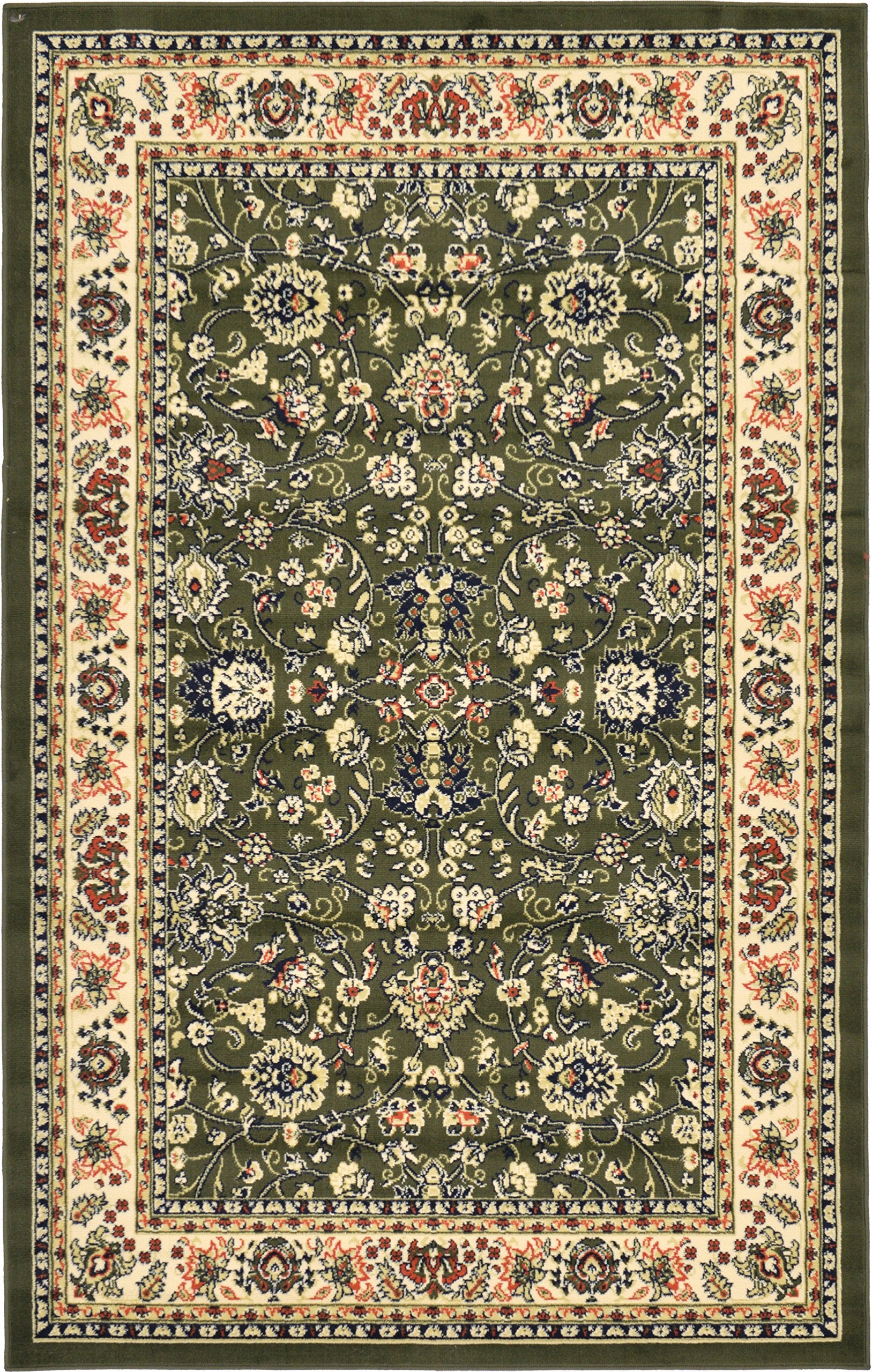 Unique Loom Sialk Hill Collection Area Rug - Washington (5 3 x 8 Rectangle Green/Hunter Green)