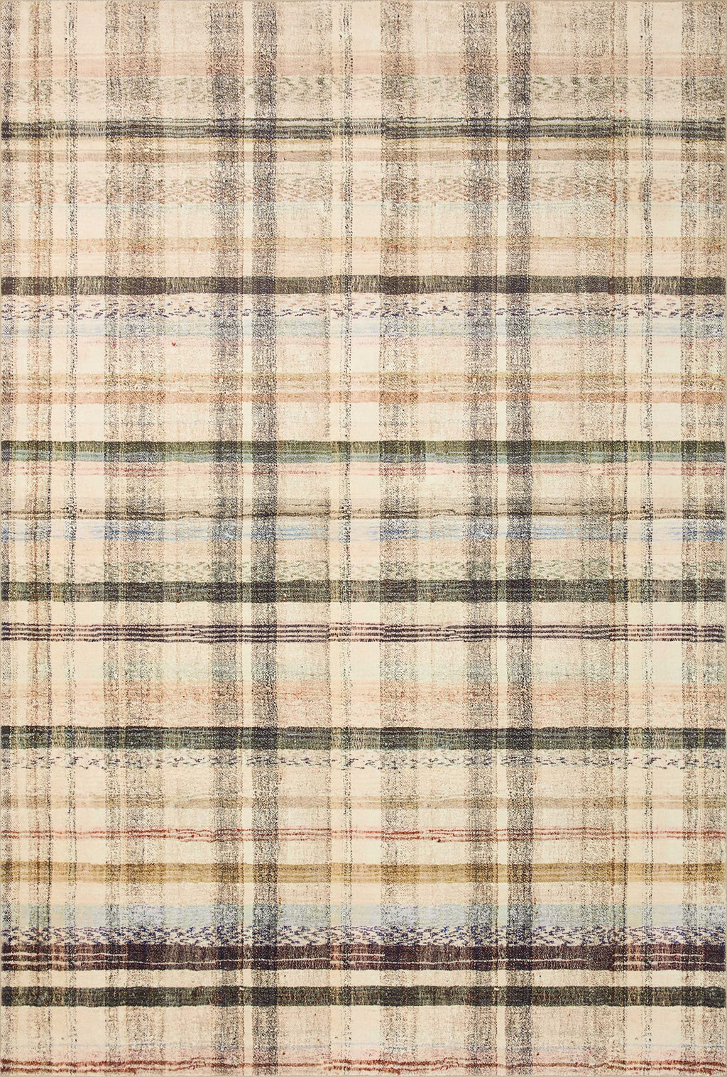 Loloi Chris Loves Julia X Humphrey Collection, Ivory & Multi 7'-3'' X 9'-3'' Area Rug - Plaid Accent Rugs For Living Room, Bedro