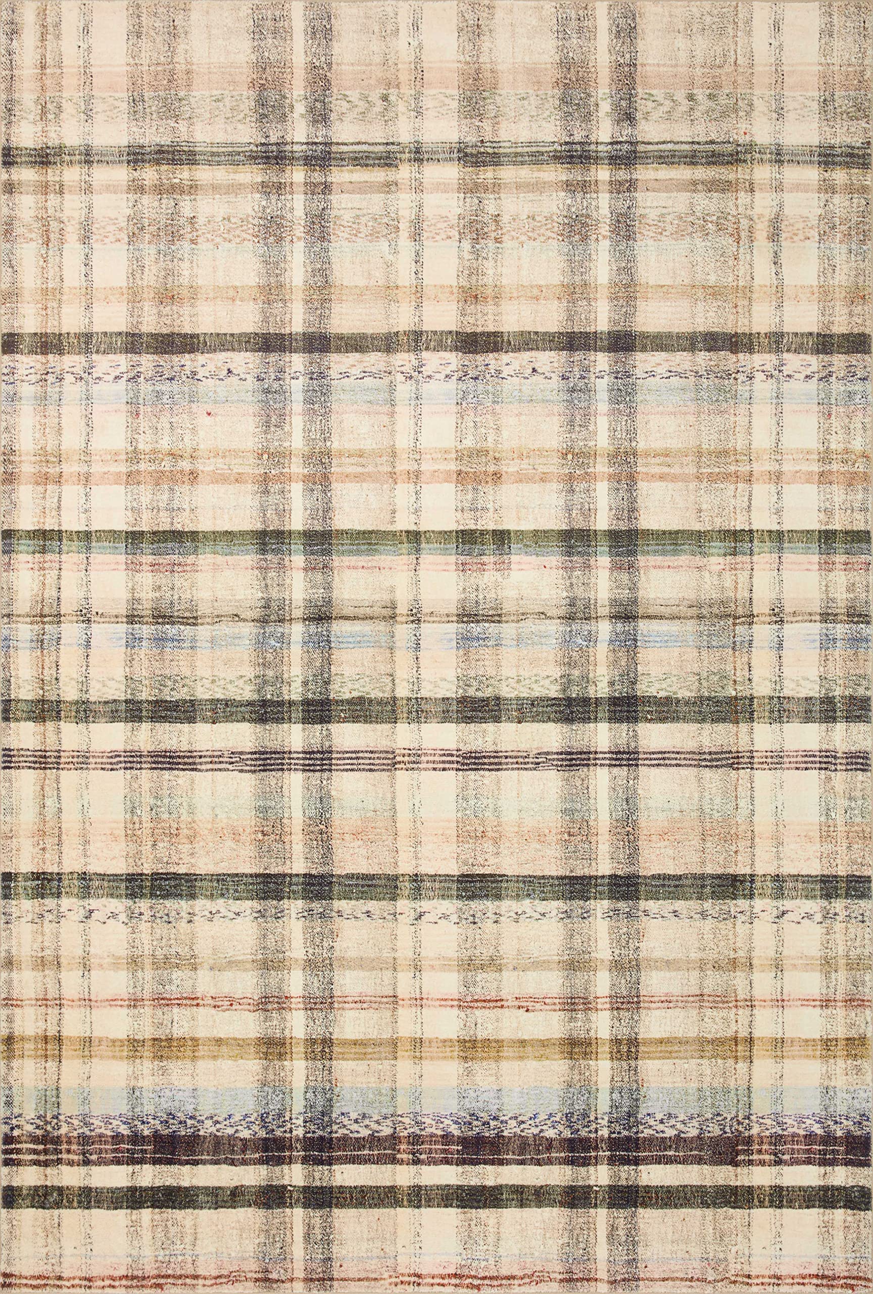 Loloi Chris Loves Julia X Humphrey Collection, Ivory & Multi 7'-3'' X 9'-3'' Area Rug - Plaid Accent Rugs For Living Room, Bedro