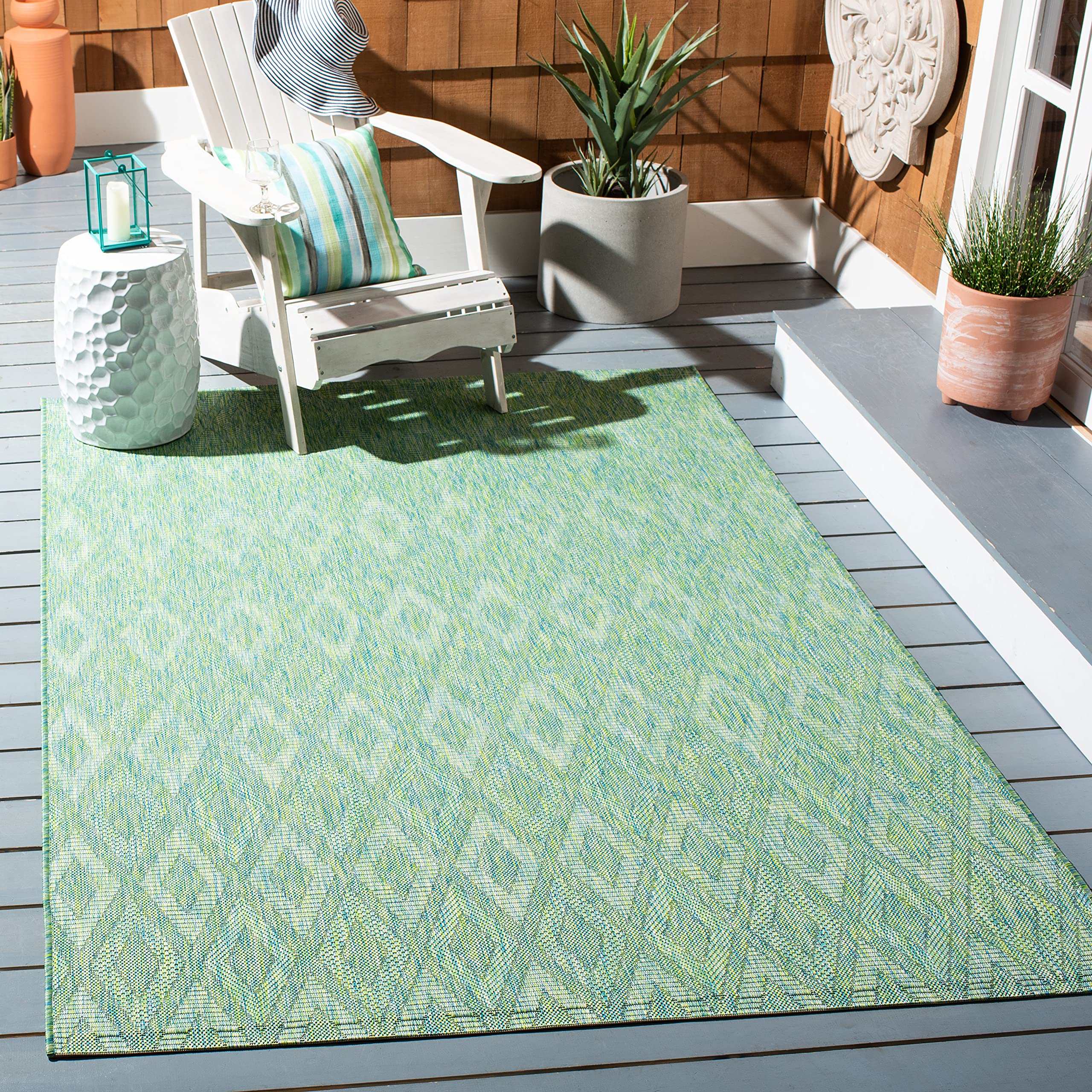 Safavieh Courtyard Collection 5'3' X 7'7' Green Cy8522 Indoor/ Outdoor Patio Backyard Mudroom Area Rug
