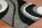 Rizzy Home | Km2323 | Kempton Collection | Polyester Area Rug | 9' X 12' | Multi/Grey/Black/White Stripe