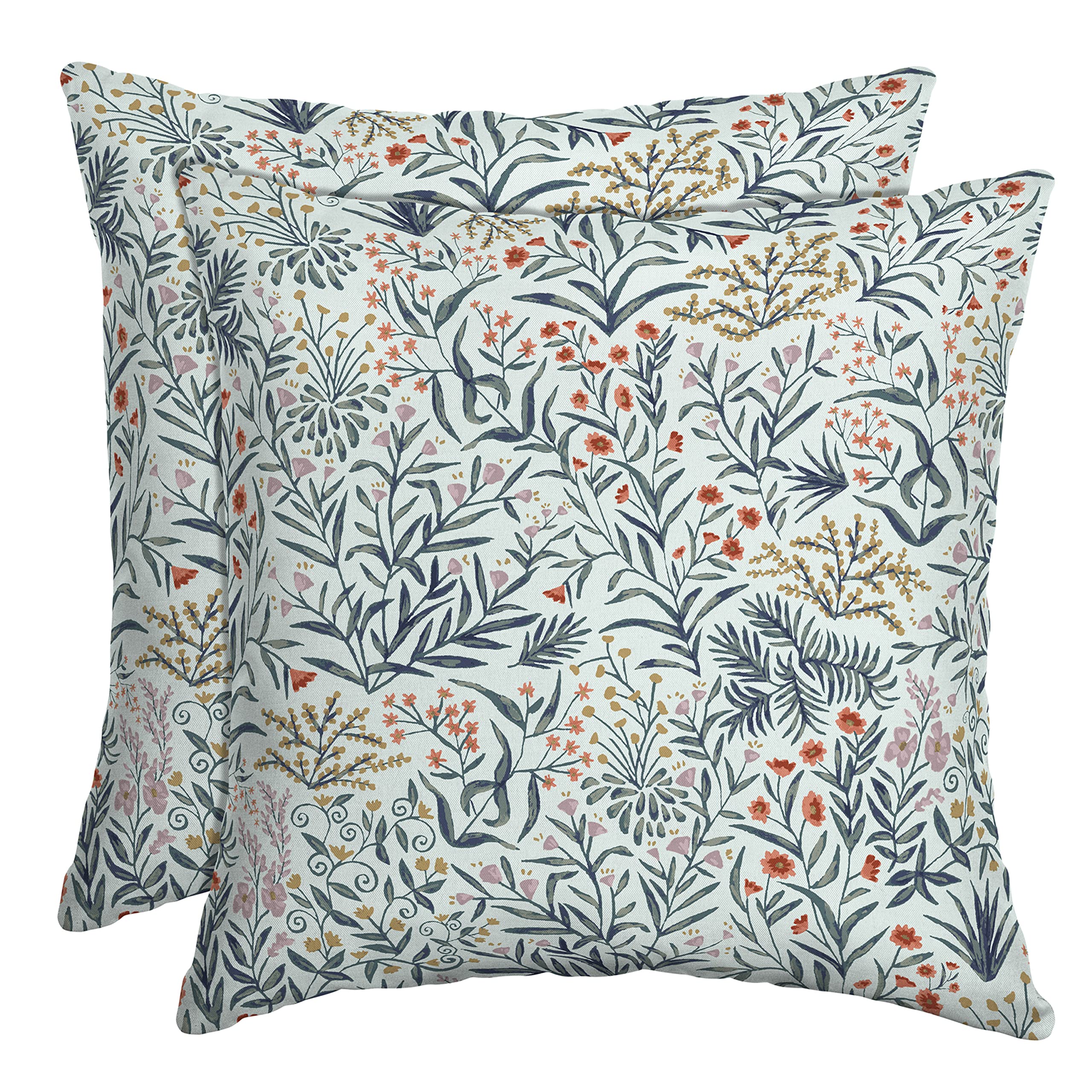 Arden Selections Outdoor Toss Pillow, Set Of 2, 16 X 16, Water Repellent, Fade Resistant 16 X 16, Pistachio Botanical