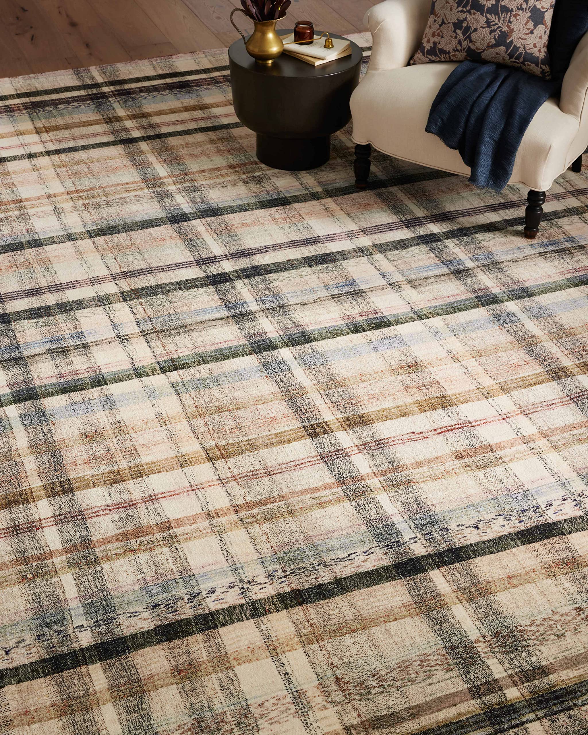 Loloi Chris Loves Julia X Humphrey Collection, Ivory & Multi 7'-3'' X 9'-3'' Area Rug - Plaid Accent Rugs For Living Room, Bedro