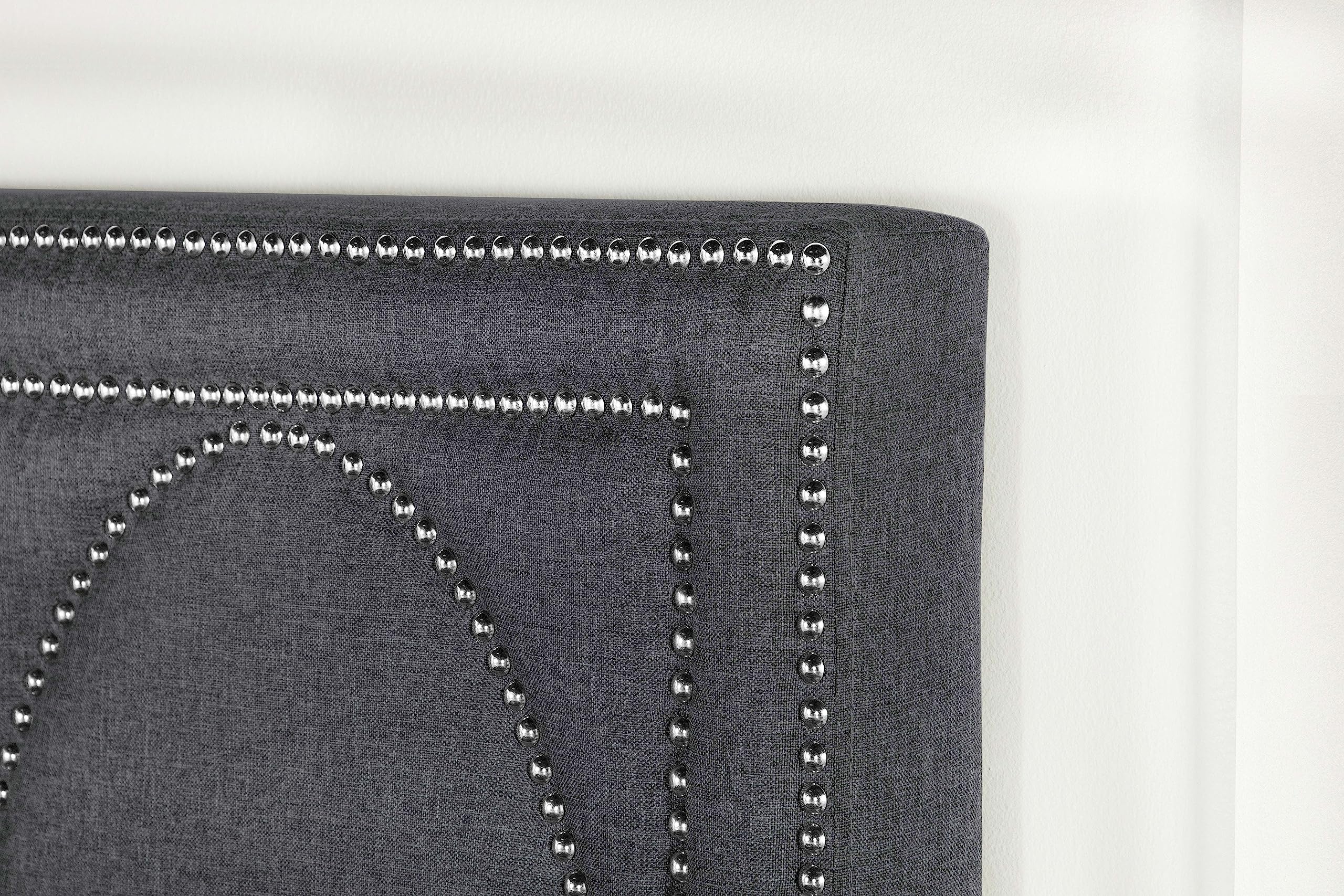 Bowfield Upholstered Bed with Nailhead Trim Charcoal, Eastern King