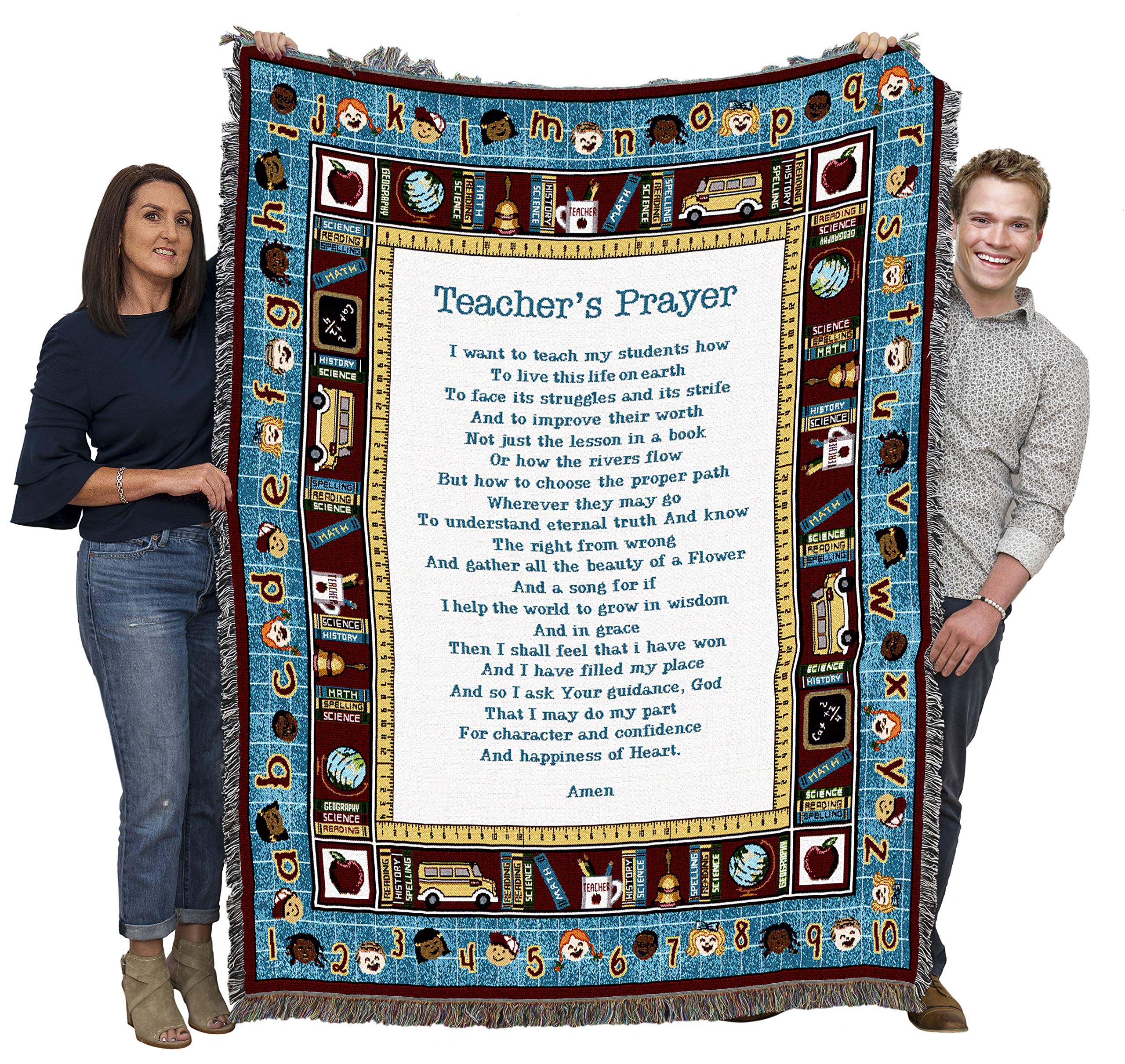 Pure Country Weavers Teacher'S Prayer Blanket - Gift Tapestry Throw Woven From Cotton - Made In The Usa (72X54)