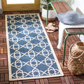 Safavieh Courtyard Collection Runner Rug - 2'3' X 10', Navy & Beige, Non-Shedding & Easy Care, Indoor/Outdoor & Washable-Ideal
