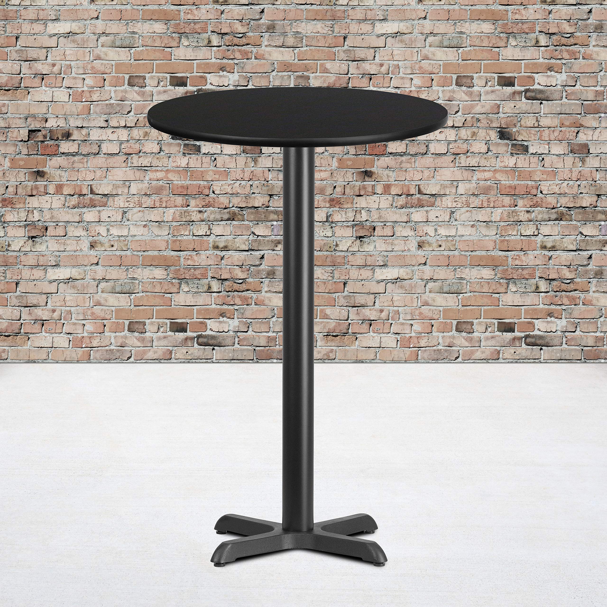 Flash Furniture Stiles 24'' Round Black Laminate Table Top with 22'' x 22'' Bar Height Table Base