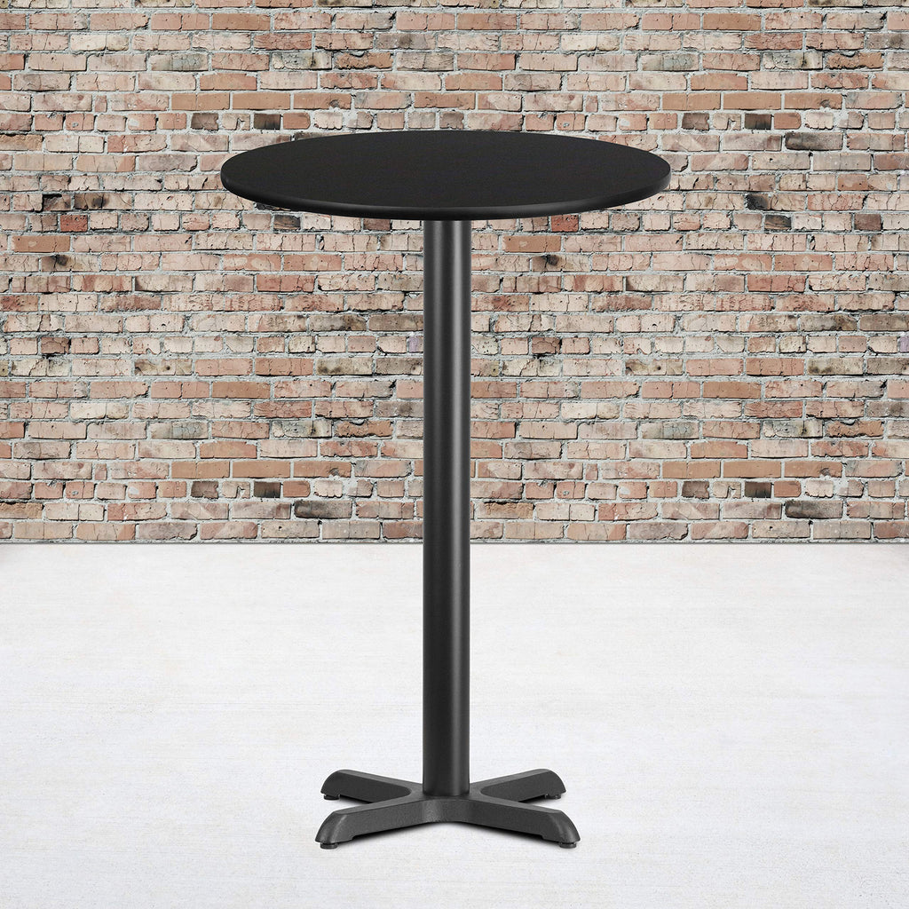 Flash Furniture Stiles 24'' Round Black Laminate Table Top with 22'' x 22'' Bar Height Table Base