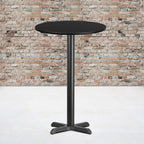 Flash Furniture Stiles 24'' Round Black Laminate Table Top with 22'' x 22'' Bar Height Table Base