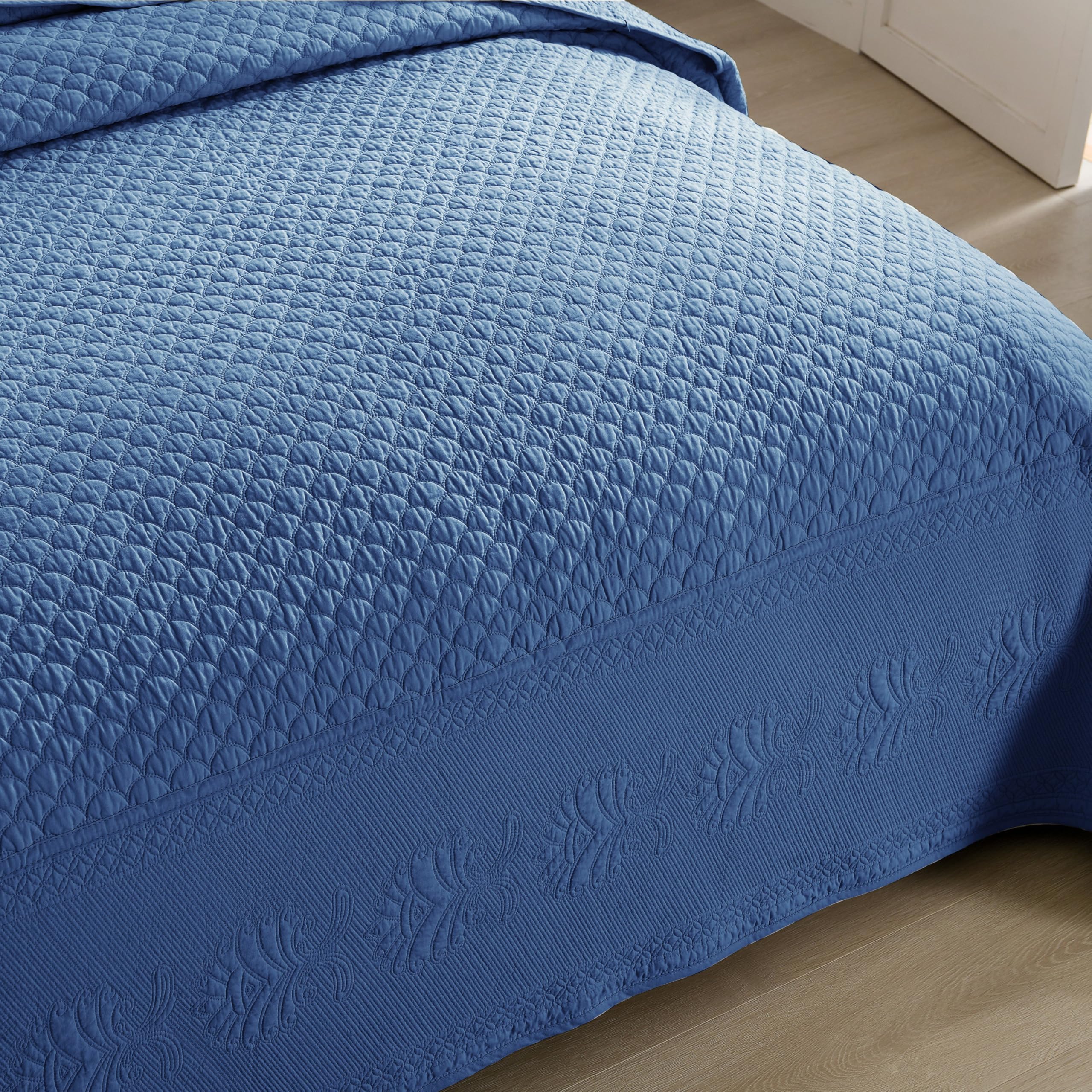 Marcielo 3-Piece 100% Cotton Oversized Bedspread Set Coverlet Set Lightweight Quilt Set Embroidery Farmhouse Bedding Set Tf (Tm