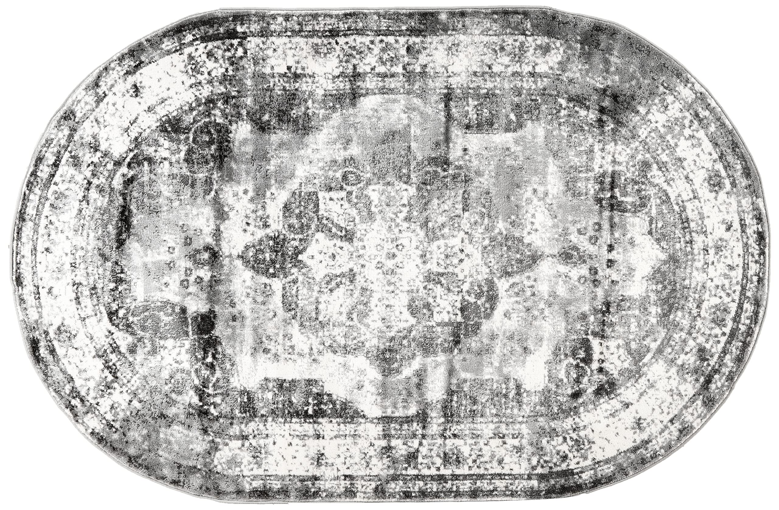 Unique Loom Sofia Collection Area Rug - Salle Garnier (5 3 x 8 Oval, Gray/ Ivory)