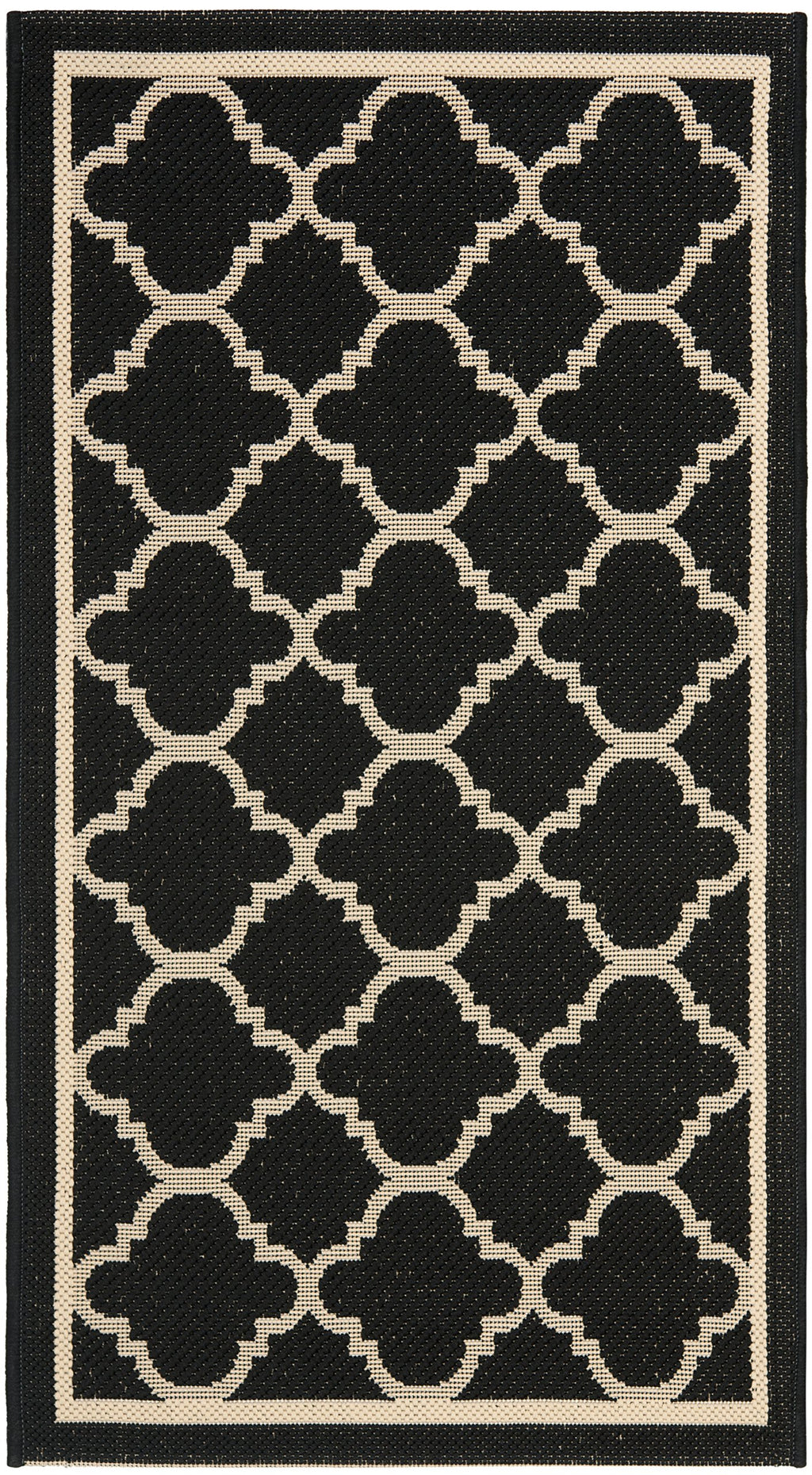 Safavieh Courtyard Collection 2' X 3'7' Black/Beige Cy6918 Trellis Indoor/ Outdoor Waterproof Easy Cleaning Patio Backyard Accent Rug