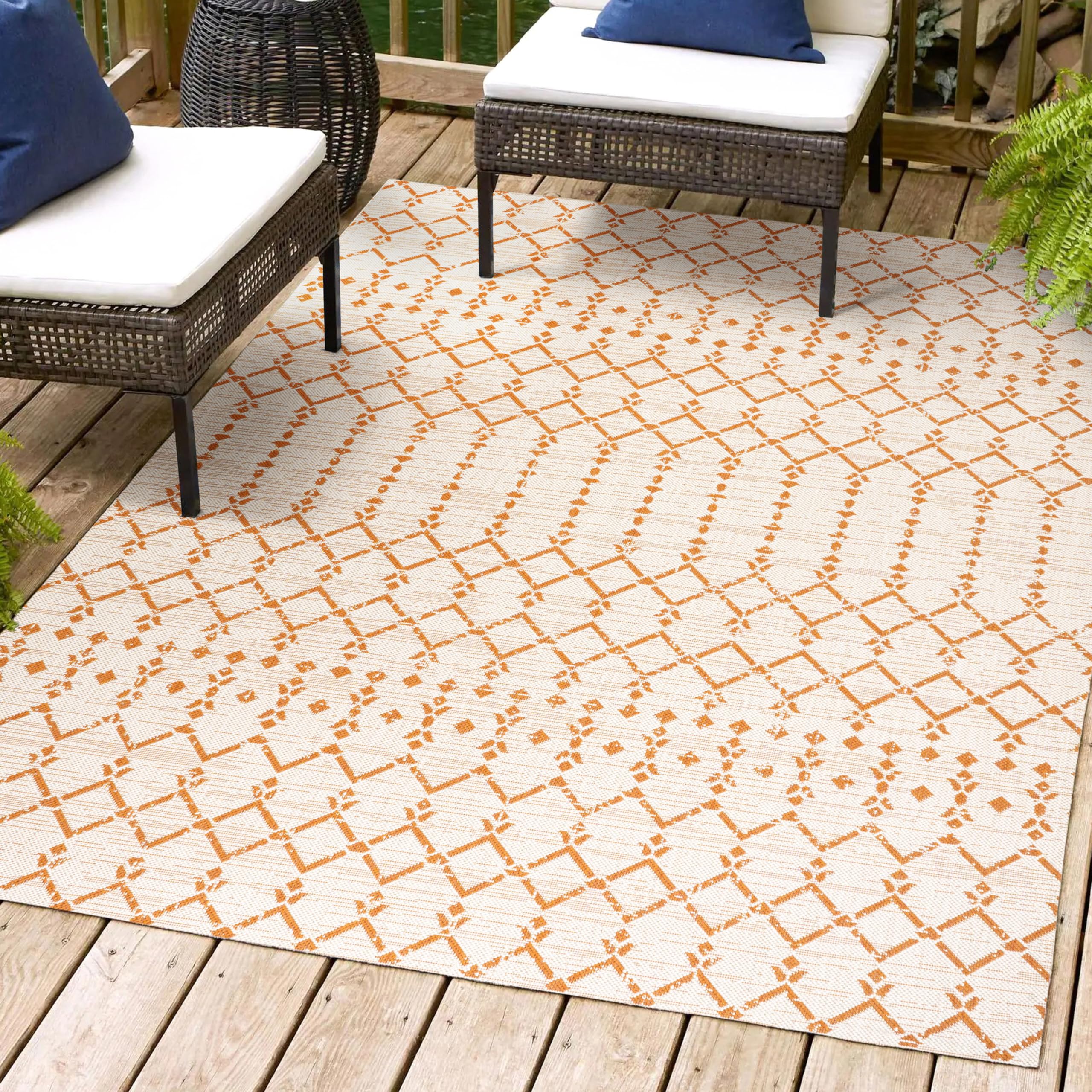Jonathan Y Smb108O-3 Ourika Moroccan Geometric Textured Weave Indoor Outdoor Area-Rug, Bohemian Rustic Scandinavian Easy-Cleanin
